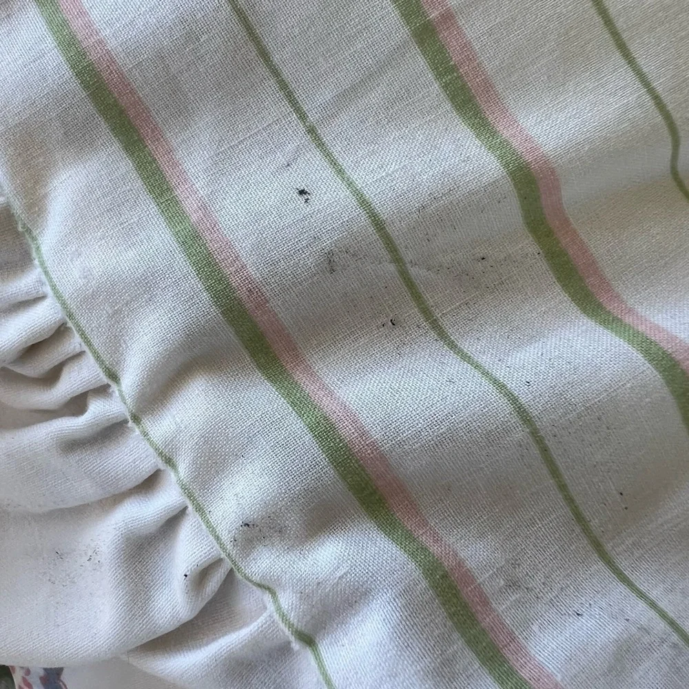 VTG 90s Laura Ashley Reversible Ruffled Twin Comforter Cottage Floral Stripe USA